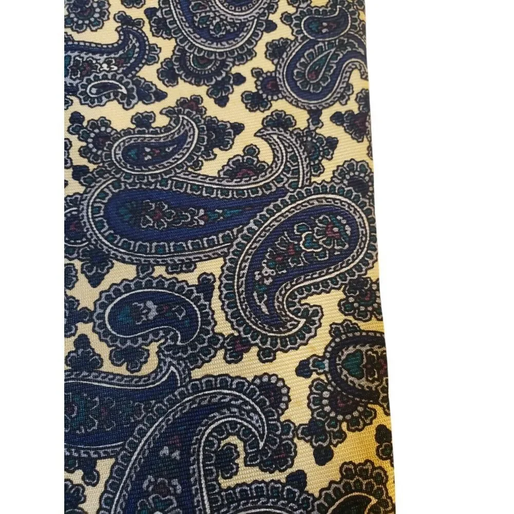 Bert Pulitzer Collectors Edition Neck Tie Mens Luxury Yellow Blue Paisley Office